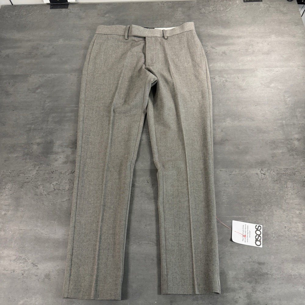 ASOS DESIGN Dress Pants Mens 30x30 Grey Slim Fit Textured Tailored Trousers